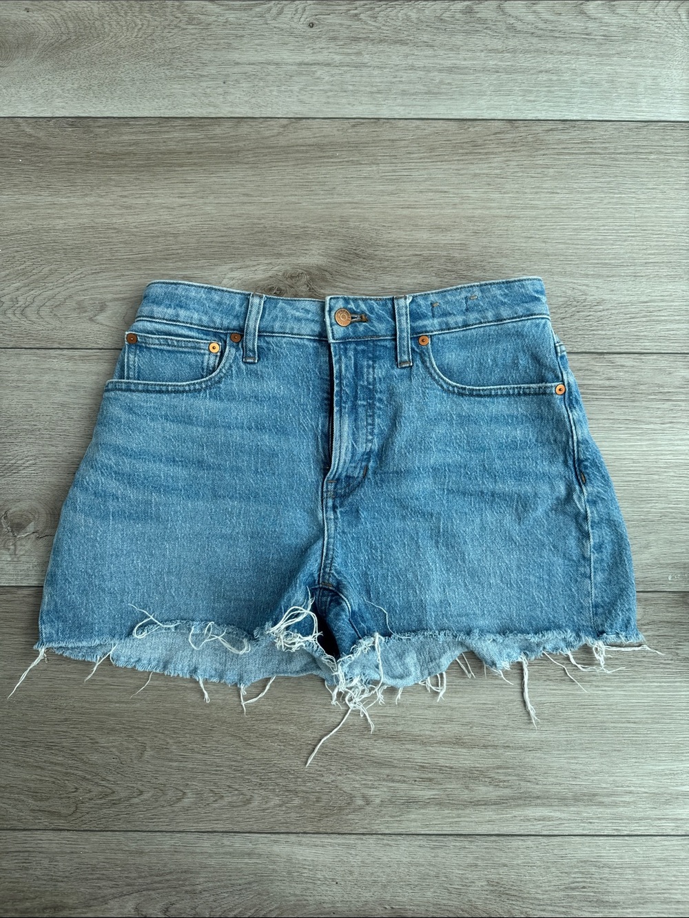 Madewell “The Curvy Perfect Jean Short” High-Rise Denim Shorts